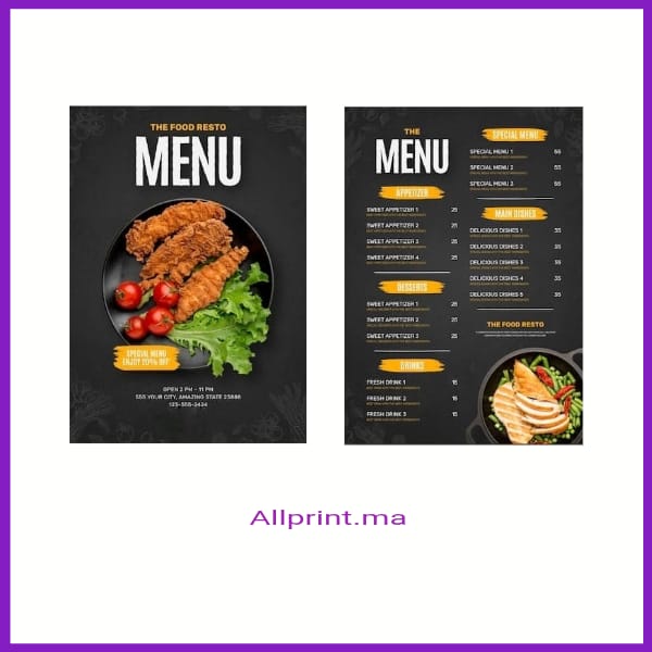 MENU DE RESTAURANT